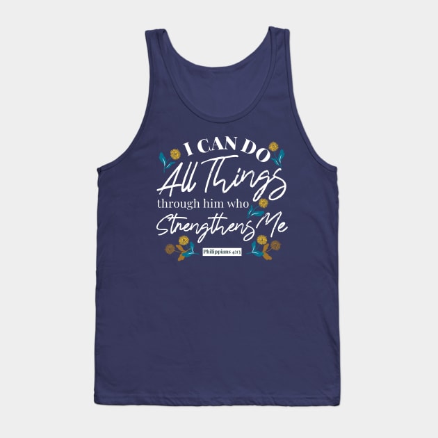 Philippians 4:13 with floral illustration Tank Top by FlinArt